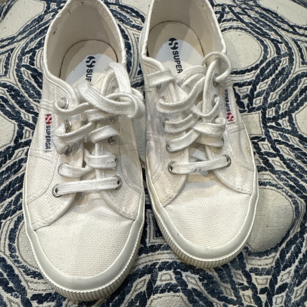 Superga 2750 Cotu White Canvas Sneakers Low Top Classic Womens 7.5 EU 38